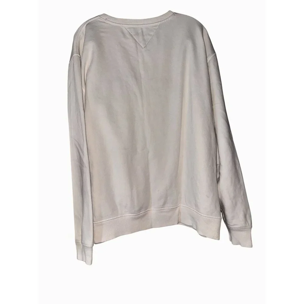 Tommy Hilfiger White Logo Sweatshirt XL Crewneck Cotton/Polyester Unisex Casual - Picture 5 of 8